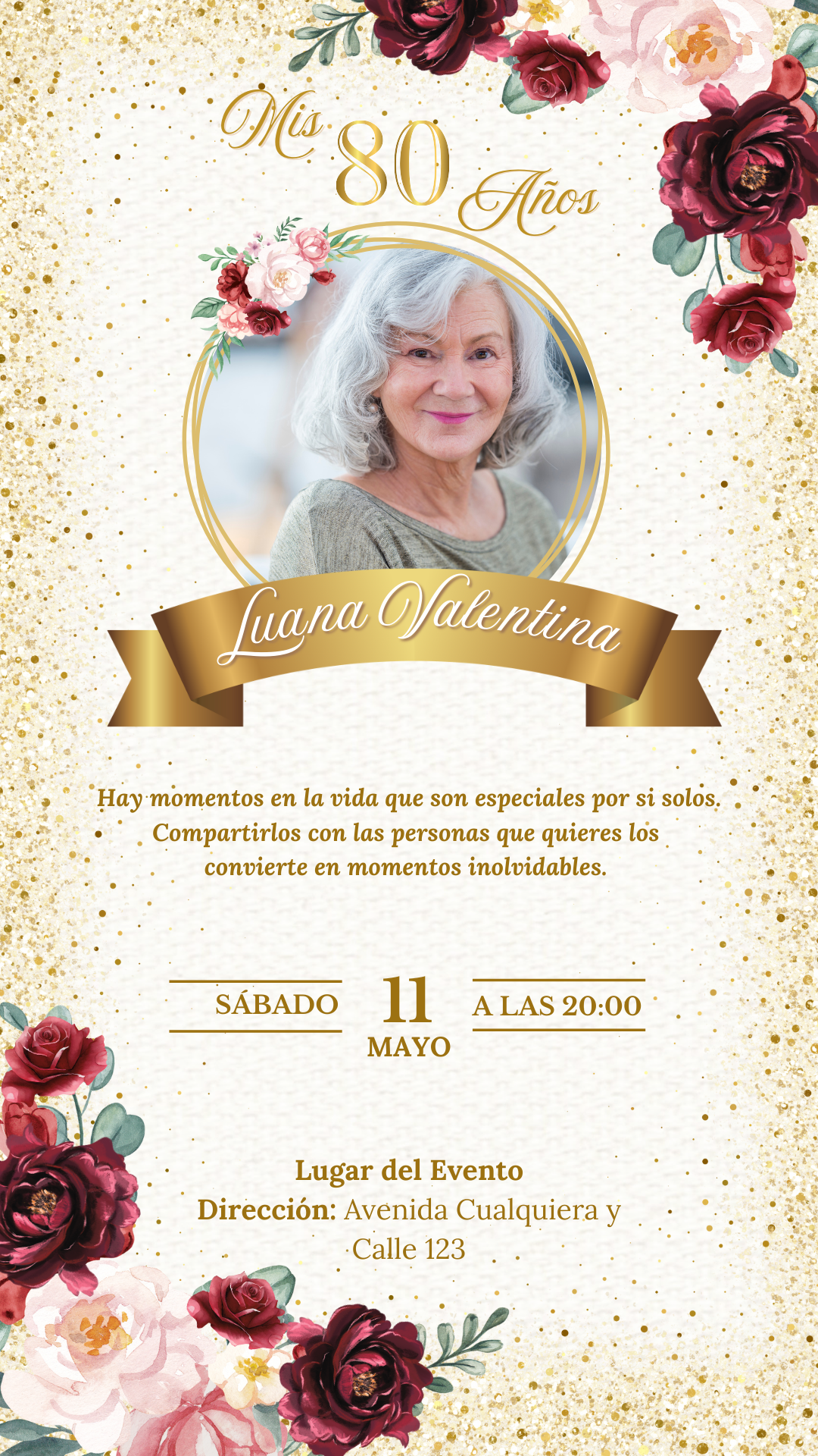 Cumpleaños - Dorado y Rosas